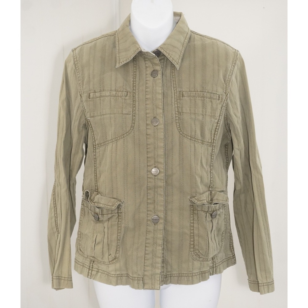 Blue Willi's Size M Olive Green Cotton Button Front Utility Jacket